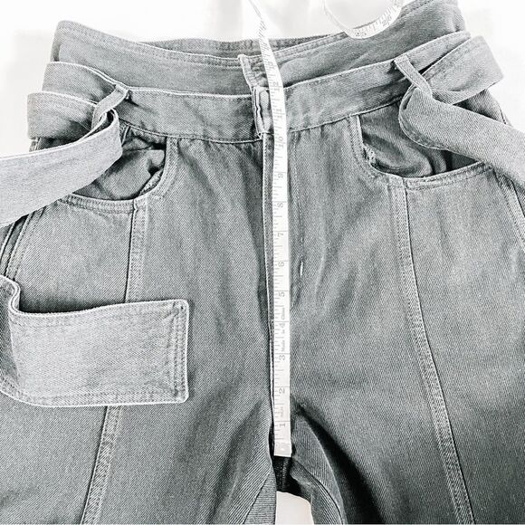 IRO Ouzilly Paperbag Belted Faded Black High Rise Tapered Jeans Sz 8 NWT - Picture 8 of 12